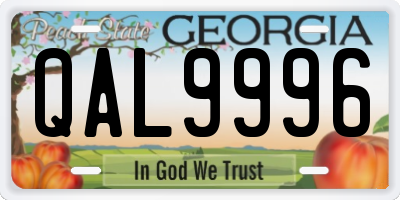 GA license plate QAL9996