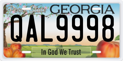 GA license plate QAL9998