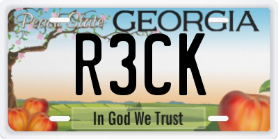 GA license plate R3CK