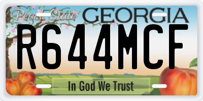 GA license plate R644MCF