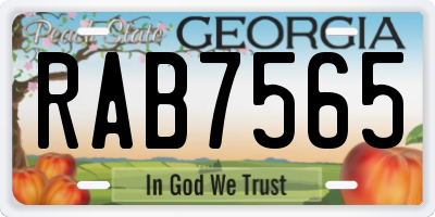 GA license plate RAB7565