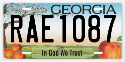 GA license plate RAE1087