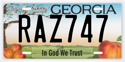 GA license plate RAZ747