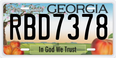 GA license plate RBD7378