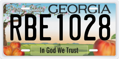 GA license plate RBE1028