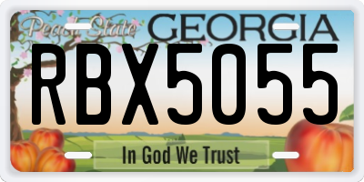 GA license plate RBX5055