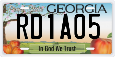 GA license plate RD1A05