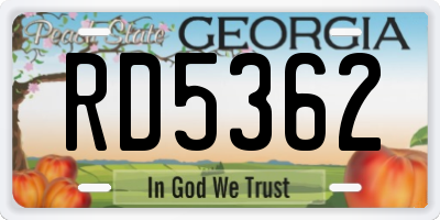 GA license plate RD5362