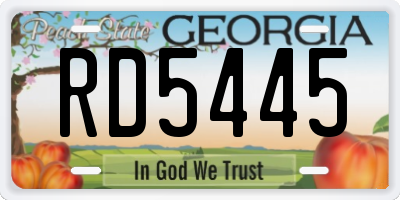 GA license plate RD5445