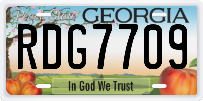 GA license plate RDG7709