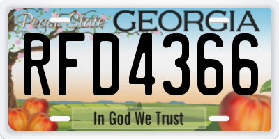 GA license plate RFD4366