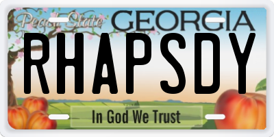 GA license plate RHAPSDY