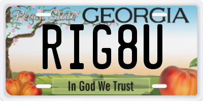 GA license plate RIG8U