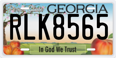 GA license plate RLK8565