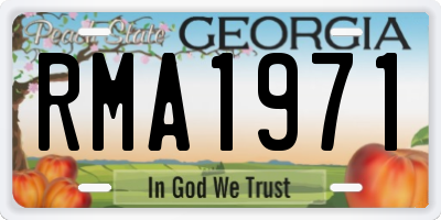 GA license plate RMA1971