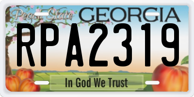 GA license plate RPA2319