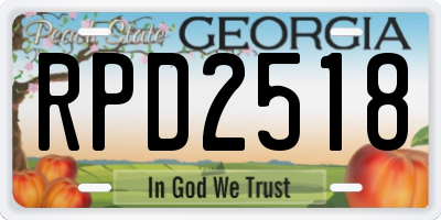 GA license plate RPD2518