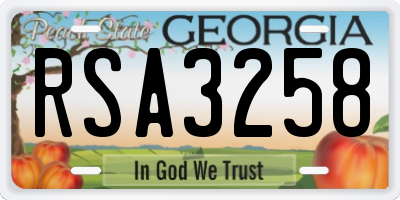 GA license plate RSA3258