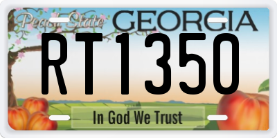 GA license plate RT1350