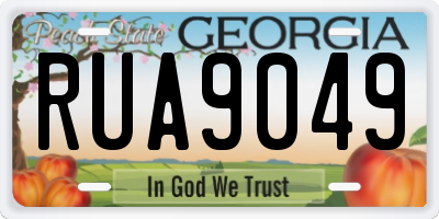 GA license plate RUA9049