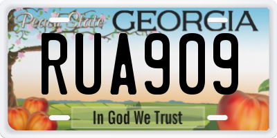 GA license plate RUA909