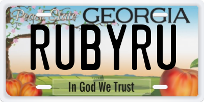 GA license plate RUBYRU