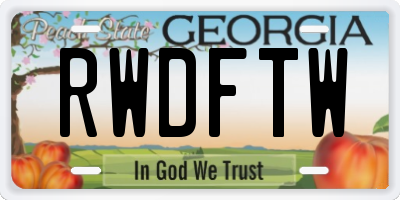 GA license plate RWDFTW