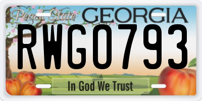 GA license plate RWGO793