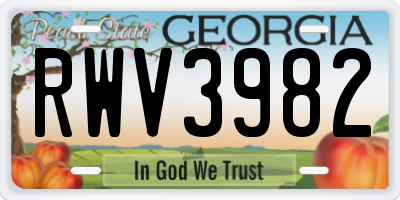 GA license plate RWV3982