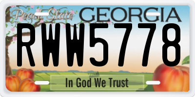 GA license plate RWW5778