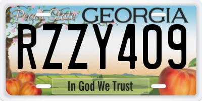 GA license plate RZZY409