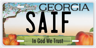 GA license plate SAIF