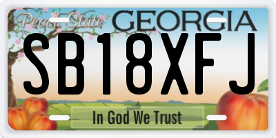 GA license plate SB18XFJ