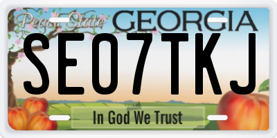 GA license plate SE07TKJ
