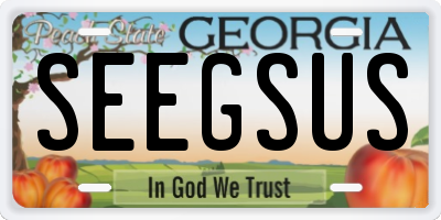 GA license plate SEEGSUS