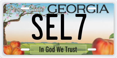 GA license plate SEL7