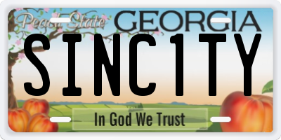 GA license plate SINC1TY