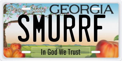 GA license plate SMURRF