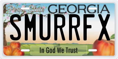 GA license plate SMURRFX