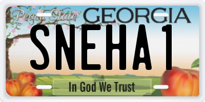 GA license plate SNEHA1
