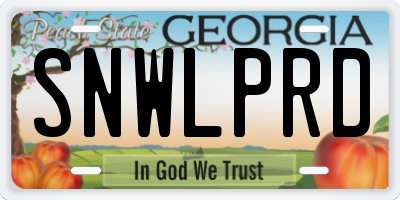 GA license plate SNWLPRD