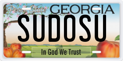 GA license plate SUDOSU