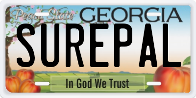 GA license plate SUREPAL