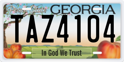 GA license plate TAZ4104