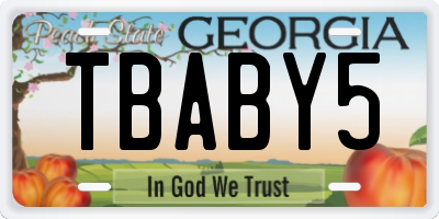 GA license plate TBABY5