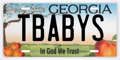 GA license plate TBABYS