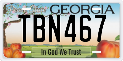 GA license plate TBN467