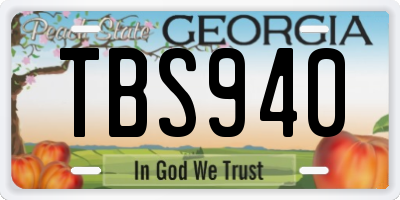 GA license plate TBS940