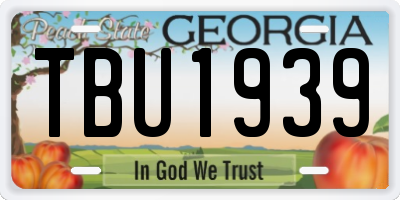 GA license plate TBU1939