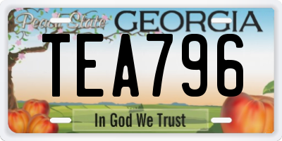 GA license plate TEA796